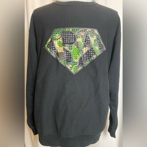 Vintage A Bathing Ape Bape Swarovski Crystal Black Long Sleeve Men’s XL Sweater